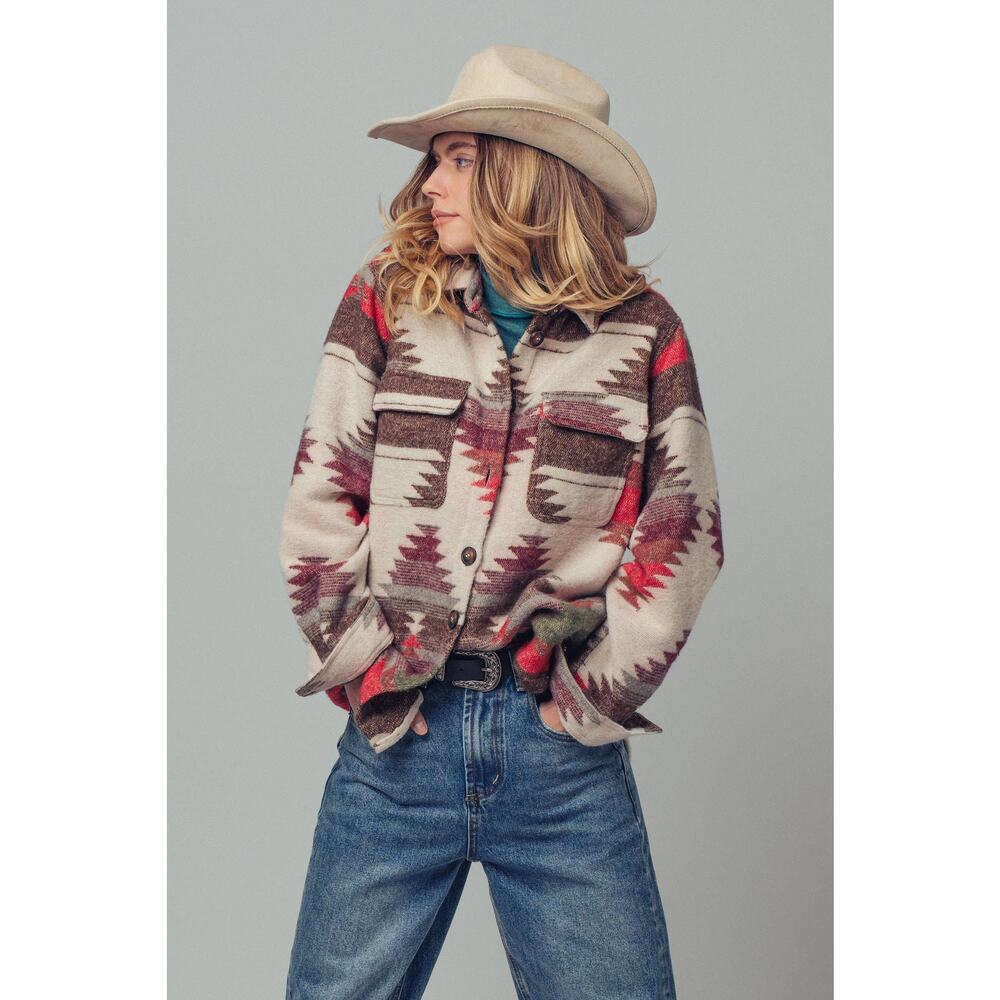 Urban Daizy Aztec Print Jacket - Western-Inspired, Relaxed Fit - Picture 3 of 8